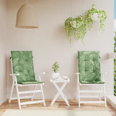 Cojines de silla de respaldo alto 2 uds tela estampado de hojas von vidaXL, Kissen für Stühle und Sofas - Ref: Foro24-361265,...