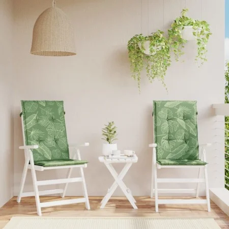 Cojines de silla de respaldo alto 2 uds tela estampado de hojas von vidaXL, Kissen für Stühle und Sofas - Ref: Foro24-361265,...