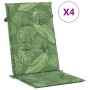 4 Stück Stuhlkissen mit hoher Rückenlehne, Stoff mit Blattmuster von vidaXL, Kissen für Stühle und Sofas - Ref: Foro24-361266...
