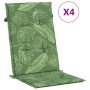 Cojines de silla de respaldo alto 4 uds tela estampado de hojas
