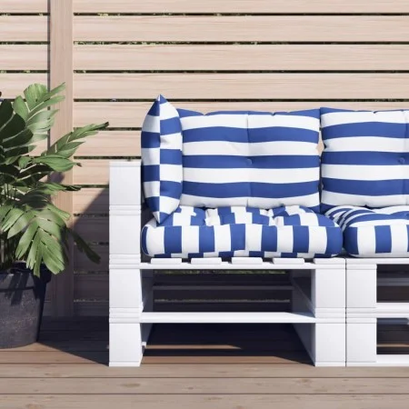 Kissen für Paletten, 3-teilig, blau-weiß gestreiftes Oxford-Gewebe. von vidaXL, Kissen für Stühle und Sofas - Ref: Foro24-360...