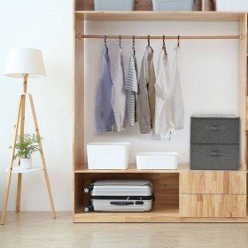 Cajas de almacenaje 2 unidades tela gris antracita 43x34x23 cm Cajas de almacenaje 2 unidades tela gris antracita 43x34x23 cm