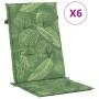 Cojines de silla de respaldo alto 6 uds tela estampado de hojas von vidaXL, Kissen für Stühle und Sofas - Ref: Foro24-361267,...