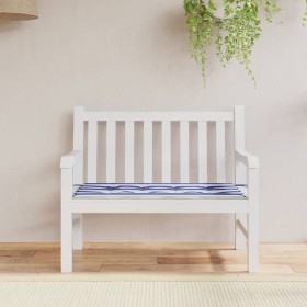 Cojín banco jardín tela Oxford a rayas azul y blanco 100x50x3cm