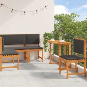 Conjunto de Bancos de Jardín 4 pcs Marrón