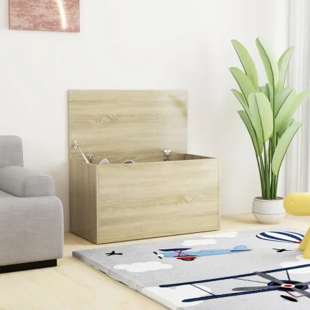 Oak-colored plywood storage trunk 84x42x46cm by vidaXL, Toy chests - Ref: Foro24-803059, Price: 60,97 €, Discount: %