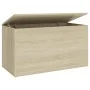 Oak-colored plywood storage trunk 84x42x46cm by vidaXL, Toy chests - Ref: Foro24-803059, Price: 60,97 €, Discount: %
