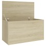 Oak-colored plywood storage trunk 84x42x46cm by vidaXL, Toy chests - Ref: Foro24-803059, Price: 62,12 €, Discount: %