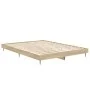 Sonoma oak engineered wood bed frame 135x190 cm by vidaXL, Beds and slatted bases - Ref: Foro24-832288, Price: 115,40 €, Disc...
