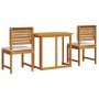 Juego Bistro de Jardín 3 pcs Marrón madera maciza de acacia