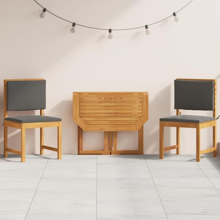Juego Bistro de Jardín 3 pcs Marrón madera maciza de acacia