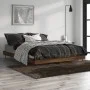 Oak brown engineered wood bed frame 135x190 cm by vidaXL, Beds and slatted bases - Ref: Foro24-832292, Price: 120,75 €, Disco...