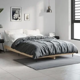 Sonoma oak engineered wood bed frame 120x190 cm by vidaXL, Beds and slatted bases - Ref: Foro24-832296, Price: 112,94 €, Disc...