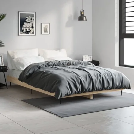 Bettgestell aus Sonoma-Eiche-Holzwerkstoff, 120 x 190 cm von vidaXL, Betten und Lattenroste - Ref: Foro24-832296, Preis: 112,...