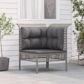 Corner garden sofa with gray synthetic rattan cushions by vidaXL, Garden sets - Ref: Foro24-319659, Price: 96,28 €, Discount: %