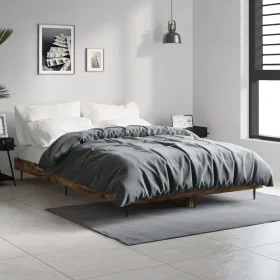 Smoked oak engineered wood bed frame 120x190cm by vidaXL, Beds and slatted bases - Ref: Foro24-832298, Price: 117,29 €, Disco...