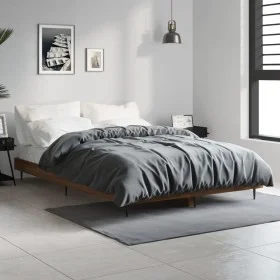 Oak brown engineered wood bed frame 120x190 cm by vidaXL, Beds and slatted bases - Ref: Foro24-832300, Price: 115,25 €, Disco...