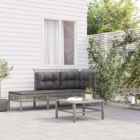 3-teiliges Gartenmöbel-Set und graue synthetische Rattankissen von vidaXL, Gartensets - Ref: Foro24-319661, Preis: 126,40 €, ...