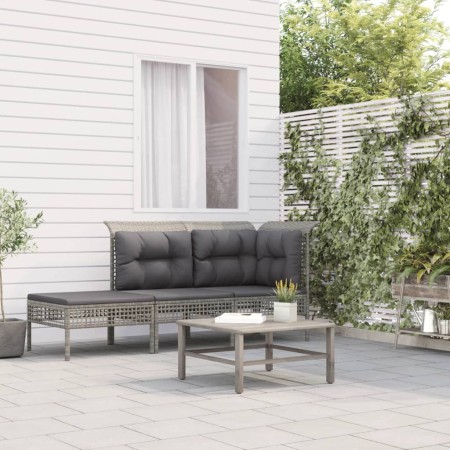 3-teiliges Gartenmöbel-Set und graue synthetische Rattankissen von vidaXL, Gartensets - Ref: Foro24-319661, Preis: 126,40 €, ...