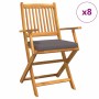 Silla Plegable con cojín 8 pcs Gris 49 x 57.5 x 92cm