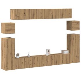 Mueble para TV de pared madera contrachapada artesanal 8 piezas Mueble para TV de pared madera contrachapada artesanal 8 piezas