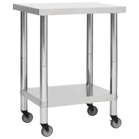 Kitchen work table with stainless steel wheels 80x30x85 cm by vidaXL, Restoration - Ref: Foro24-51634, Price: 107,24 €, Disco...