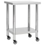 Mesa de trabajo para cocina con ruedas acero inox 80x30x85 cm