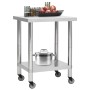 Mesa de trabajo para cocina con ruedas acero inox 80x30x85 cm