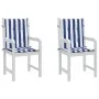 Low back chair cushions 2 units, blue and white striped fabric by vidaXL, Cushions for chairs and sofas - Ref: Foro24-361319,...