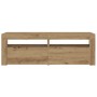 Mesitas de noche luces LEDs 2 uds roble artesanal 60x35x40 cm