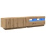 Mueble de TV luces LED madera roble artisan 180x35x40 cm