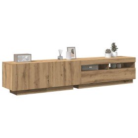Mueble de TV luces LED madera roble artisan 200x35x40 cm en Muebles TV | Comprar online en Foro24