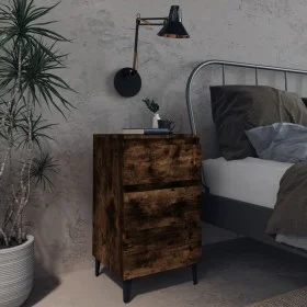 Bedside table with smoked oak metal legs 40x35x69 cm by vidaXL, Nightstands - Ref: Foro24-813140, Price: 51,63 €, Discount: %