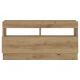 Mueble de TV luces LED madera roble artisan 260x35x40 cm