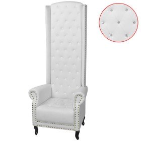Sillón de respaldo alto cuero sintético blanco en Sillones | Comprar online en Foro24