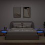 Mesilla de noche con luces LED madera vieja 60x35x40 cm