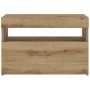 Mesilla de noche con luces LED roble artesanal 60x35x40 cm