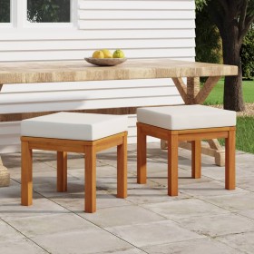Garden stools with cushions 2 pcs acacia wood 40x40x42 cm by vidaXL, Outdoor ottomans - Ref: Foro24-319719, Price: 111,49 €, ...