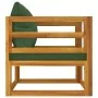 Gartensessel aus massivem Akazienholz mit grünen Kissen von vidaXL, Modulare Sofas für den Außenbereich - Ref: Foro24-360023,...