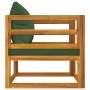 Solid acacia wood garden armchair with green cushions by vidaXL, Modular outdoor sofas - Ref: Foro24-360023, Price: 148,62 €,...