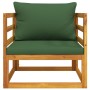 Solid acacia wood garden armchair with green cushions by vidaXL, Modular outdoor sofas - Ref: Foro24-360023, Price: 148,62 €,...