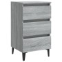 Mesita de noche con patas de metal gris Sonoma 40x35x69 cm de vidaXL, Mesitas de noche - Ref: Foro24-813142, Precio: 61,27 €,...