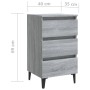 Mesita de noche con patas de metal gris Sonoma 40x35x69 cm de vidaXL, Mesitas de noche - Ref: Foro24-813142, Precio: 61,27 €,...