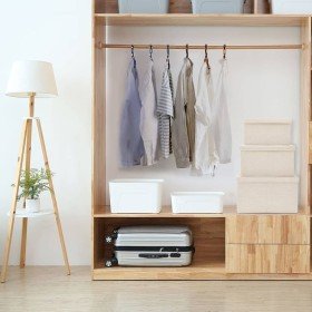 Juego de cajas de almacenaje apilables 3 uds tela color crema Juego de cajas de almacenaje apilables 3 uds tela color crema