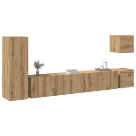 Mueble para TV de pared madera contrachapada artesanal 5 piezas en Muebles TV | Comprar online en Foro24