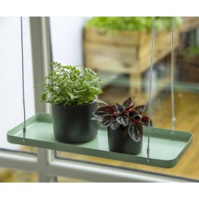 Esschert Design Bandeja colgante para plantas rectangular verde