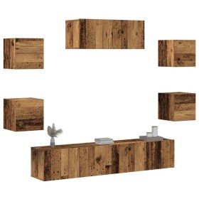 Mueble para TV de pared madera vieja 5 piezas
