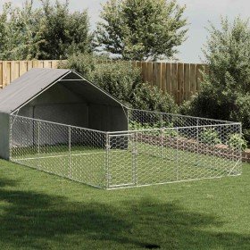 Caseta perros exterior con corral 7x3x1,9 m acero galvanizado