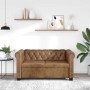 Sofá Chesterfield de 2 plazas cuero sintético marrón