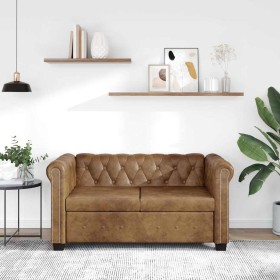 Sofá Chesterfield de 2 plazas cuero sintético marrón